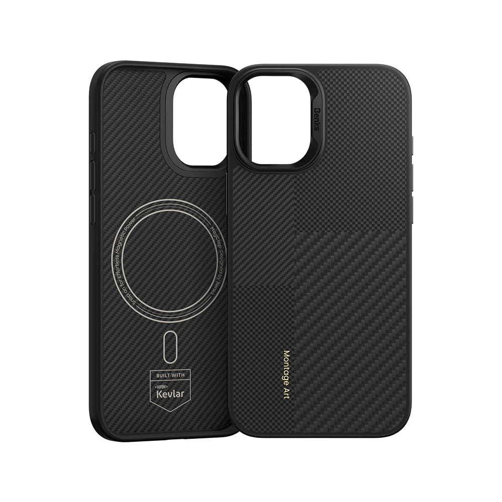 Чехол усиленный Benks Montage ArmorPro Case built with Kevlar для iPhone 16 Plus, черный кевлар (C.K.FL.AP.BK.MA64)