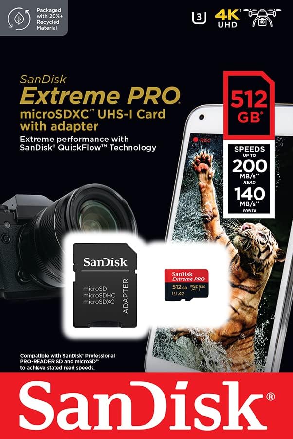 Карта памяти SanDisk Extreme Pro microSDXC 512 ГБ (SDSQXCD-512G-GN6MA)