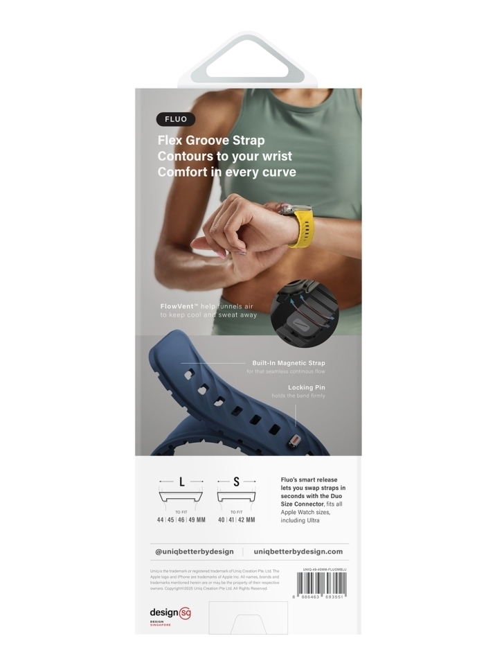 Uniq FLUO Silicone Rubber для Apple Watch 49-40 мм, Marine Blue