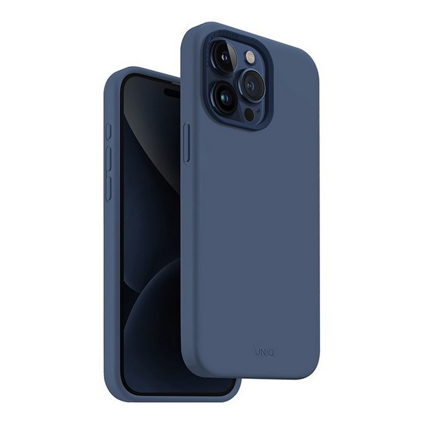 Чехол Uniq Lino Hue with MagSafe для iPhone 15 Pro Max Blue синий IP6.7P(2023)-LINOHMBLU