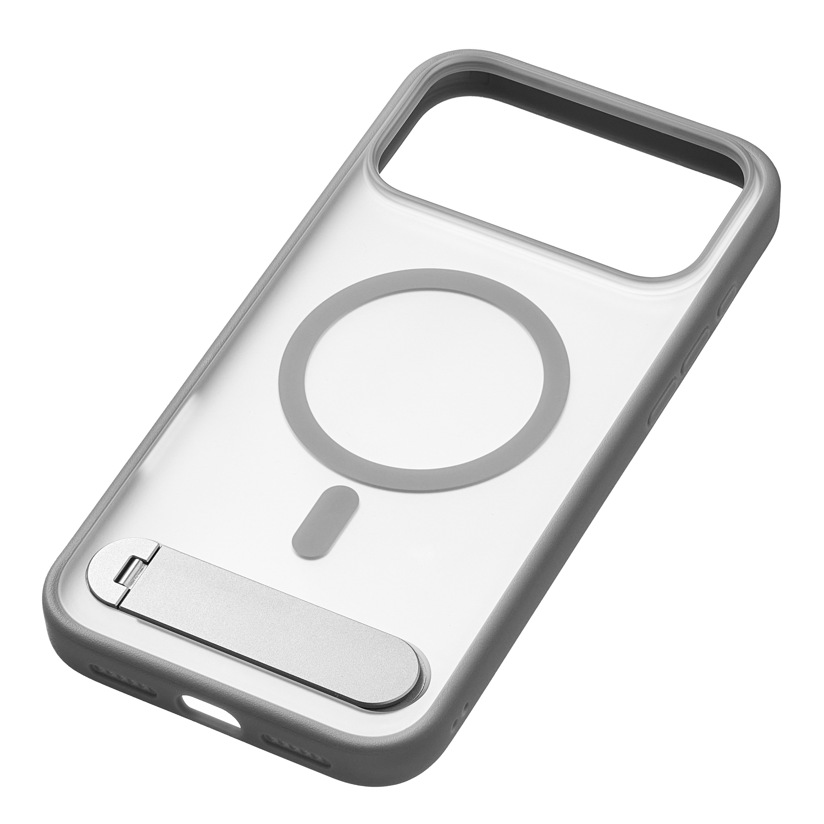 uBear Stand 360° Mag Case с MagSafe для iPhone 17 Pro Max (силикон, софт-тач), серый (CS588GR69PST-I25M)