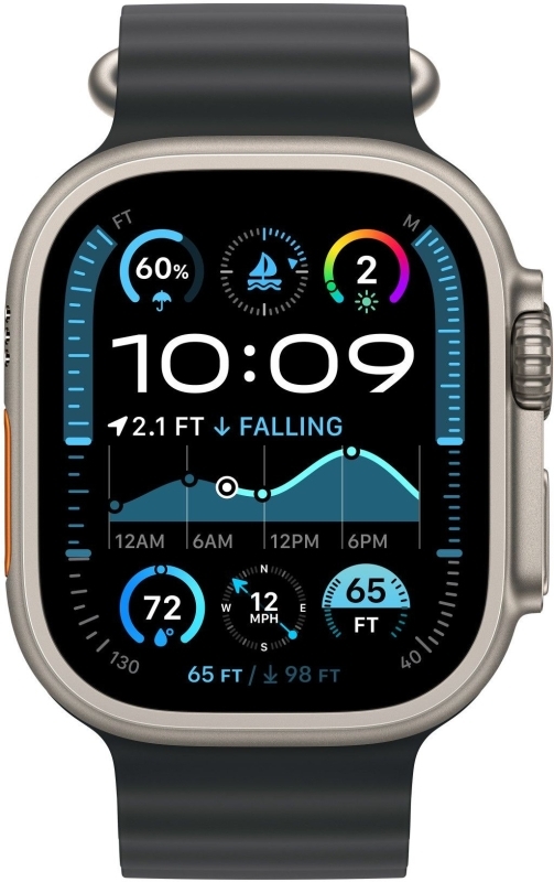 Apple Watch 49mm Ocean Band, Black Titanium Finish (MXTL3)