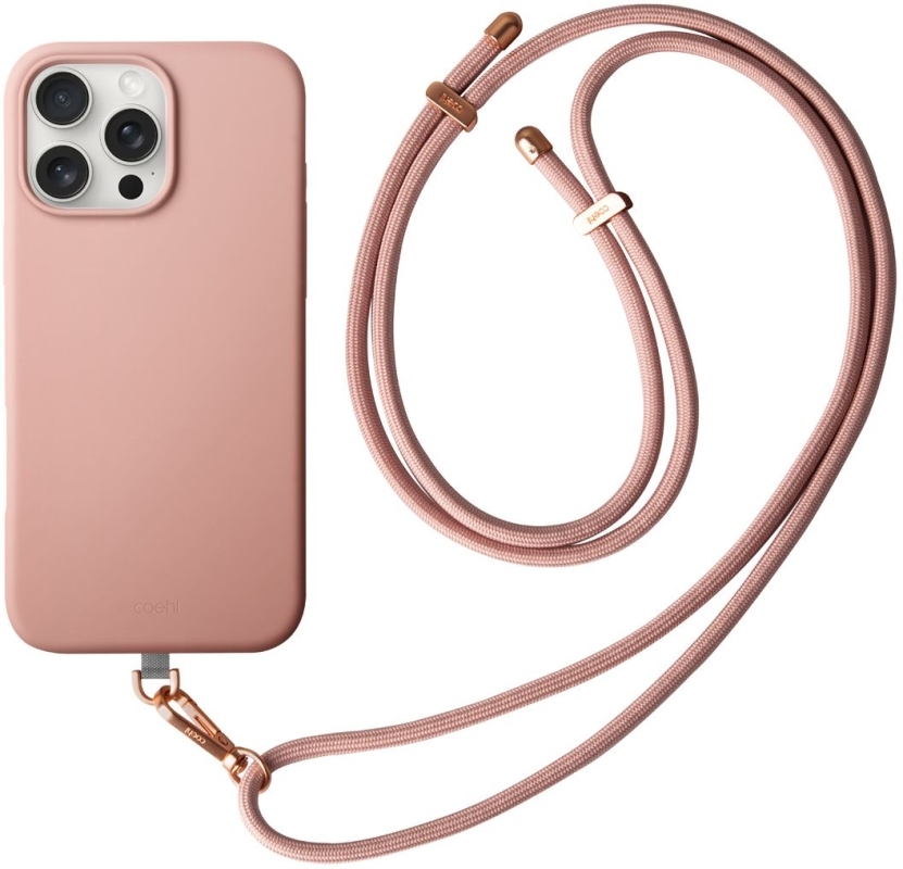 Чехол Uniq Coehl Muse Leatherette MagSafe с ремешком для iPhone 16 Pro Max, розовый (IP6.9P(2024)-CREMBPNK)