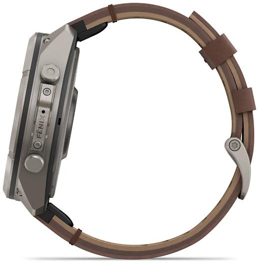 Умные часы Garmin Fenix 9 Pro AMOLED 51мм inReach, титан с коричневым кожаным ремешком (010-04337-41)
