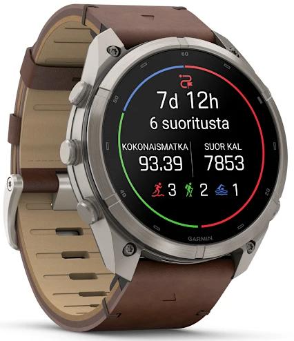 Умные часы Garmin Fenix 9 Pro AMOLED 51мм inReach, титан с коричневым кожаным ремешком (010-04337-41)