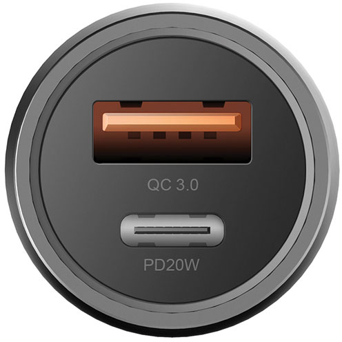 Автомобильное зарядное устройство EnergEA Alu Drive PD20+, USB-C PD20 +USB-A QC3.0 38W, серый (CAR-AD-D20)