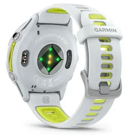 Garmin Forerunner 970 с серебристым безелем и желто-белым ремешком (010-02969-01)