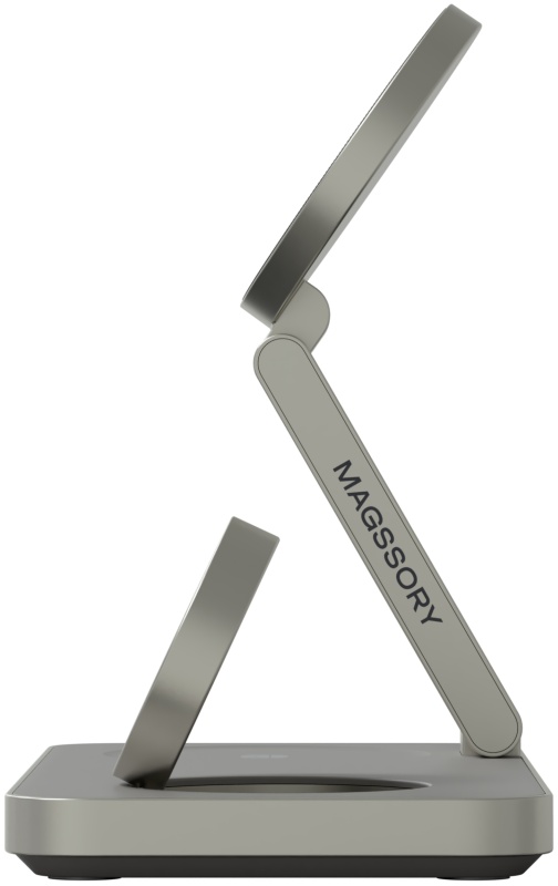 Беспроводное зарядное устройство 3 в 1 Magssory Yoga для Samsung Qi2, титан (WCH017)