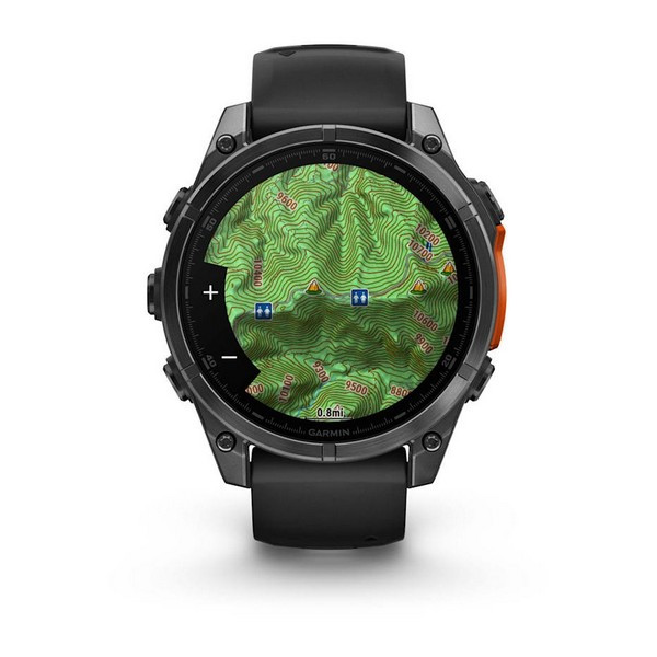 Garmin Fenix 8 47mm Amoled Sapphire Carbon, Gray DLC Titanium with Black Pebble Gray Silicone Band (010-02904-20)