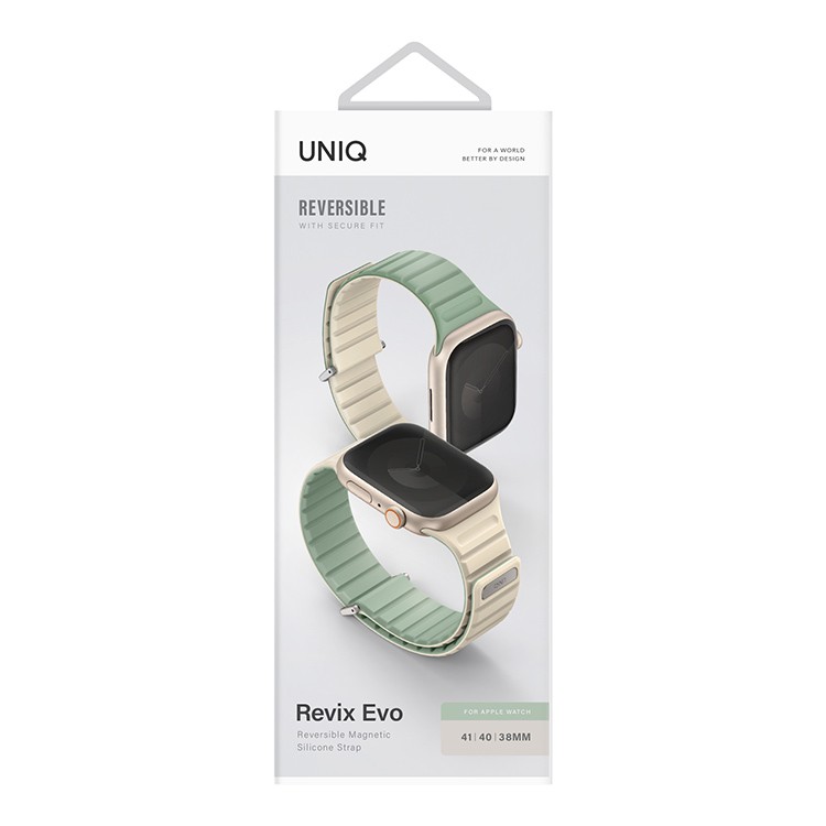 Uniq Revix EVO reversible Magnetic Soft для Apple Watch 42-41-40 мм, Mint/Beige