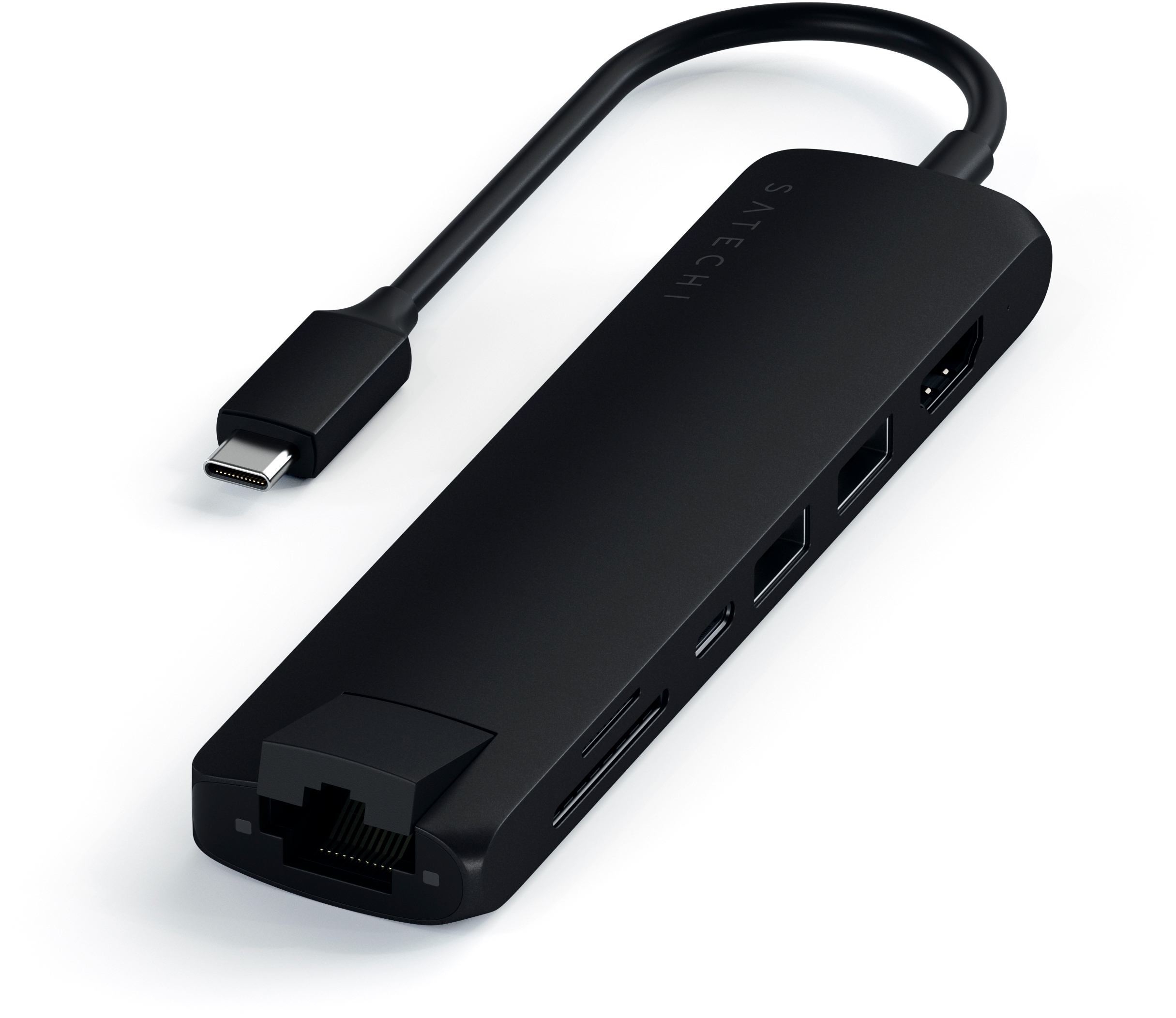 Адаптер Satechi USB-C Slim Multiport with Ethernet, черный (ST-UCSMA3K)