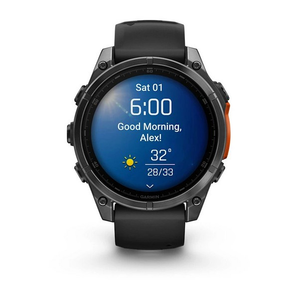 Garmin Fenix 8 47mm Amoled Sapphire Carbon, Gray DLC Titanium with Black Pebble Gray Silicone Band (010-02904-20)