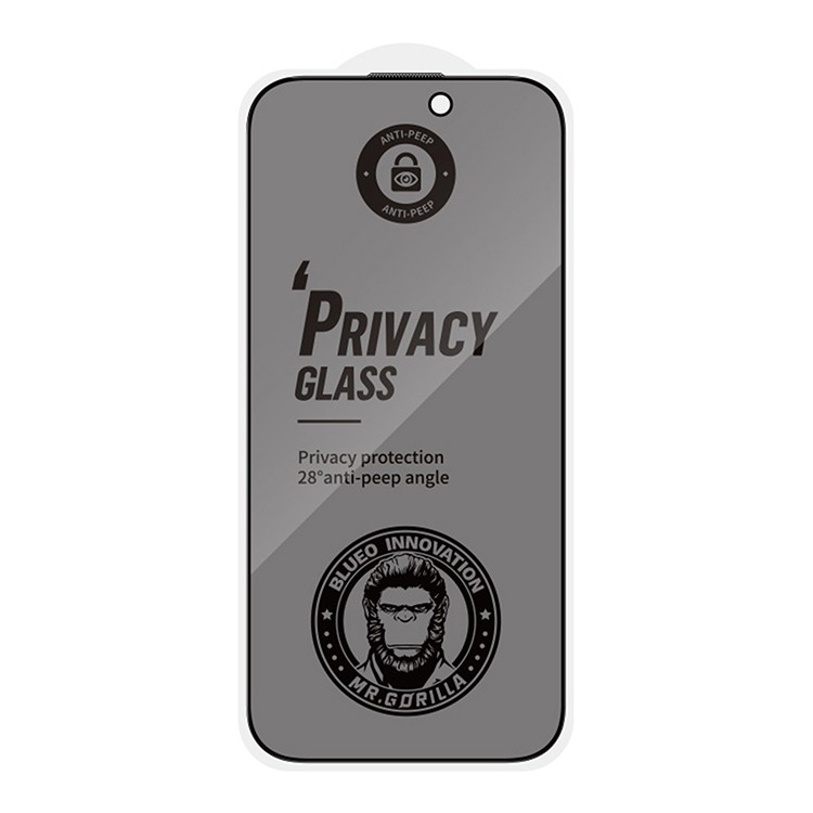 Защитное стекло BlueO Anti-peep (антишпион) для iPhone 16 Pro, черный