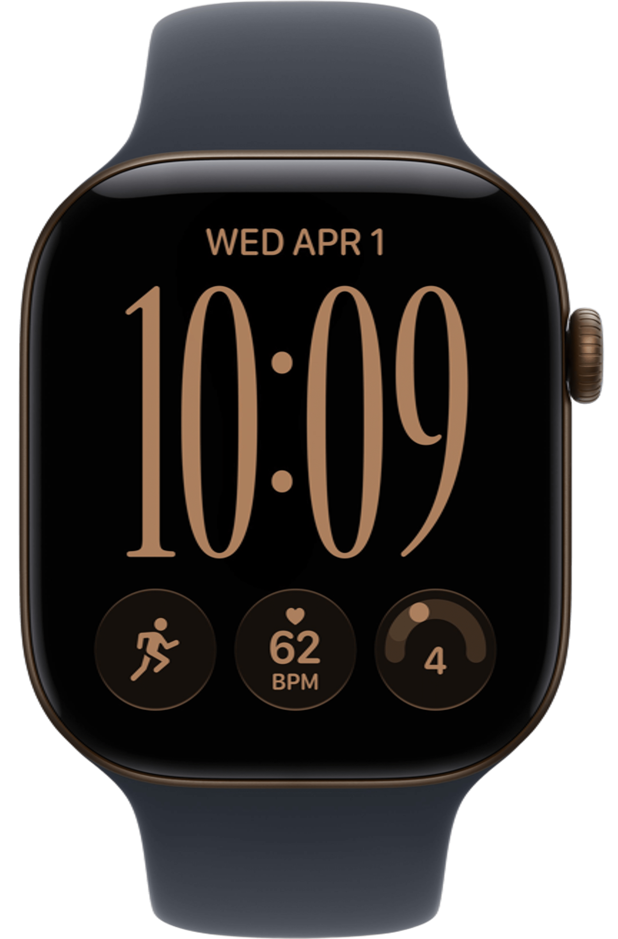 Apple Watch Series 12 46mm Dark Bronze Aluminum Case with Sport Band Navy Blue