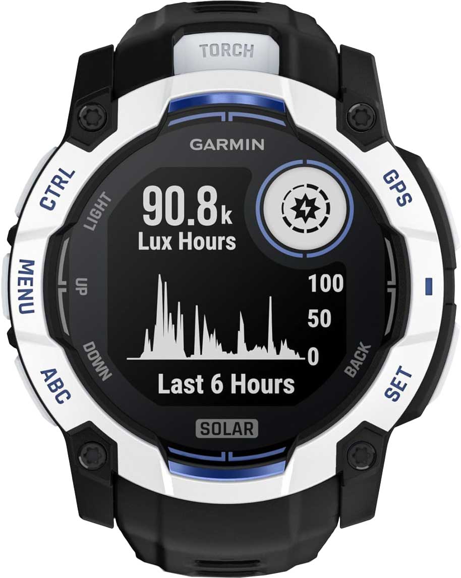Garmin Instinct 3 50 mm Solar, Whitestone with Black/Bolt Blue Band (010-02935-03)
