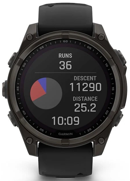 Garmin Fenix 8 47mm Solar, Sapphire, титановый угольно-серый DLC с черным ремешком (010-02906-11)