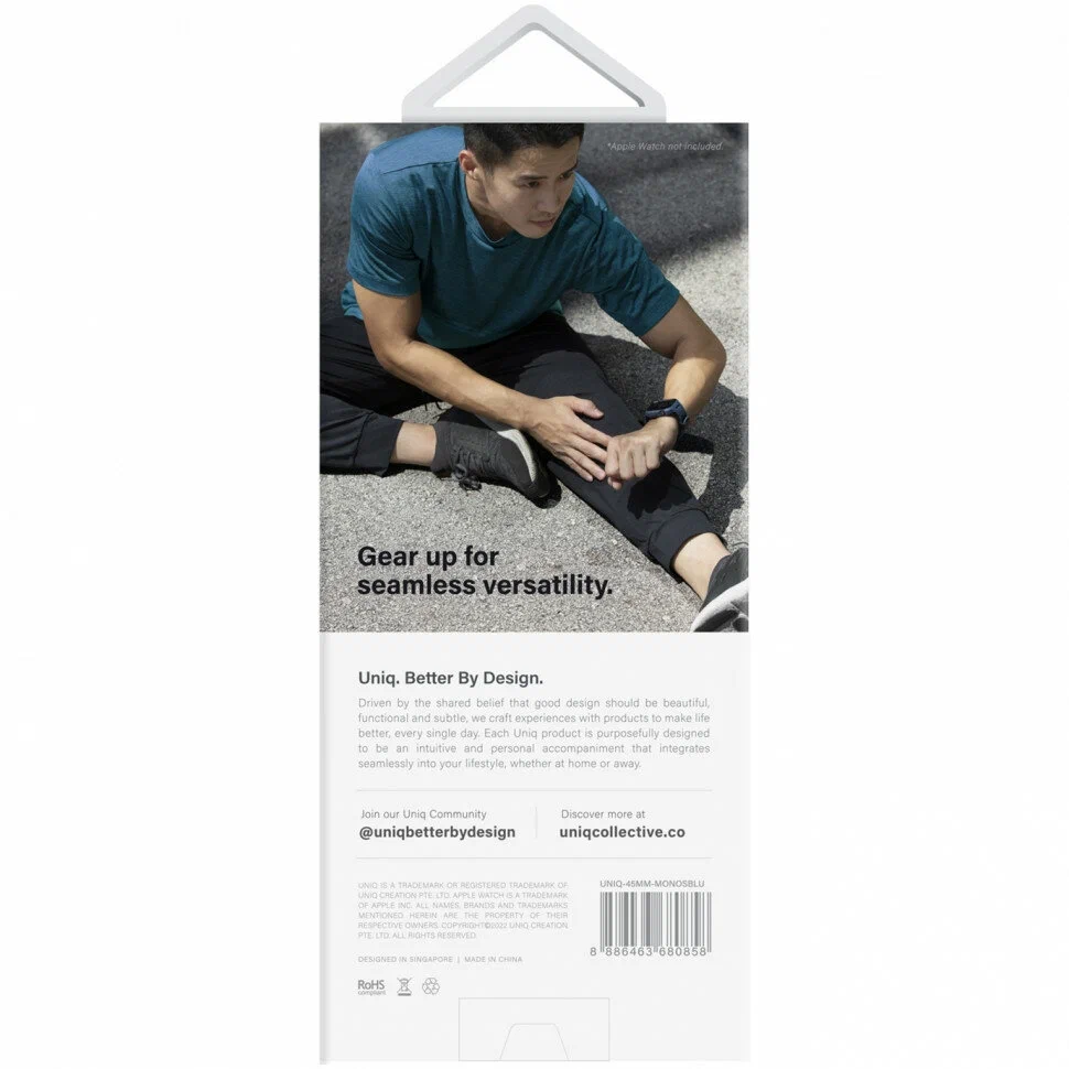 Uniq Monos 2-in-1 case+strap для Apple Watch 45/44 мм, синий (45MM-MONOSBLU)