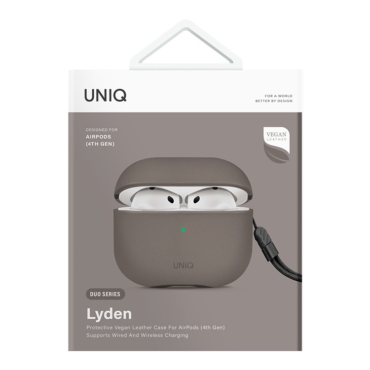 Uniq Lyden Leatherette with handstrap для Airpods 4, Gray (AIRPODS(2024)-LYDGRY)