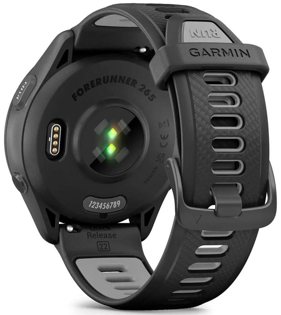 Умные часы Garmin Forerunner 265, черный и черный/серо-бежевый силиконовый ремешок (010-02863-21)