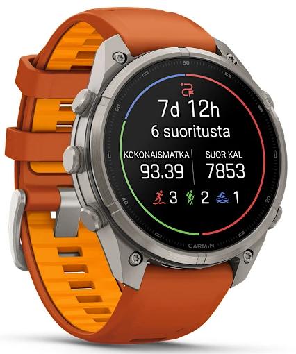 Умные часы Garmin Fenix 9 Pro AMOLED 47мм inReach, титан с оранжевым силиконовым ремешком (010-04336-01)