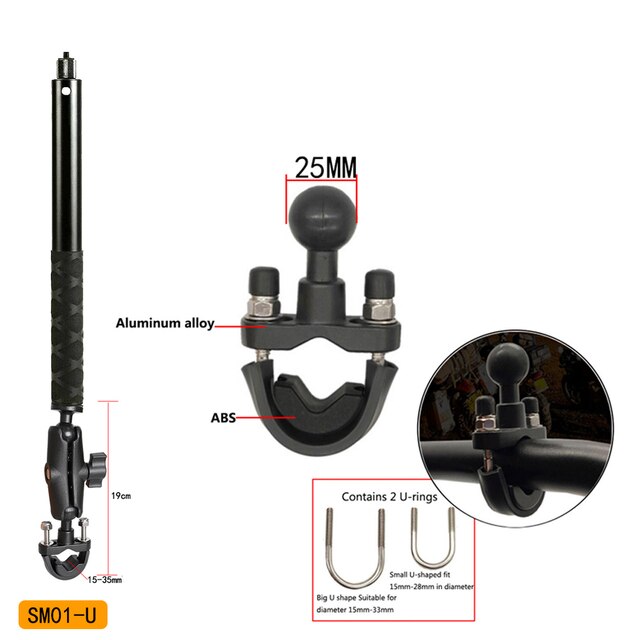 Комплект аксессуаров для установки камеры Insta 360 на трубу мотоцикла, черный