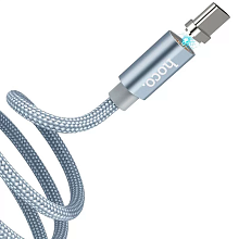 Кабель HOCO U40A USB - Type-C Magnetic Adsorption, 1м, круглый, серый