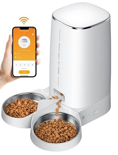 Умная кормушка для животных XiaoMi Rojeco 4L Automatic Pet Feeder WIFI Version Double Bowl
