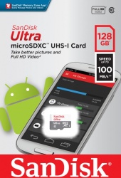Карта памяти SanDisk Ultra microSDXC 128Gb class 10 UHS-1, (SDSQUNR-128G-GN6MN)