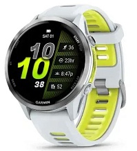 Garmin Forerunner 970 с серебристым безелем и желто-белым ремешком (010-02969-01)