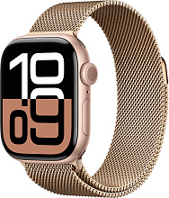 Apple Watch Series 10 42mm Rose Gold Aluminum Case with Milanese Loop, Gold