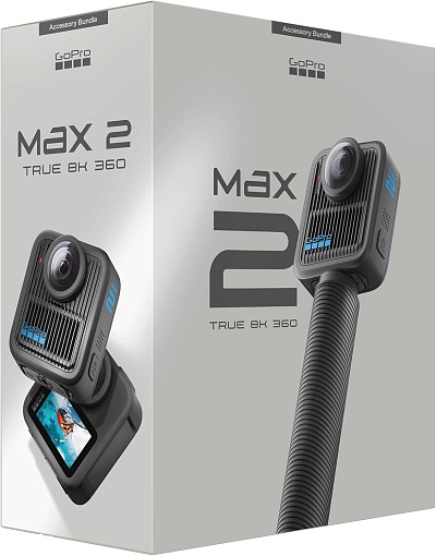 Экшн-камера GoPro MAX 2 + Accessory Bundle - Includes 4ft (1.2m) Extension Pole, 2 1960mAh Enduro Batteries, 64GB SanDisk microSD Card