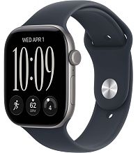 Apple Watch Series 12 46mm Space Gray Aluminum Case with Sport Band Navy Blue