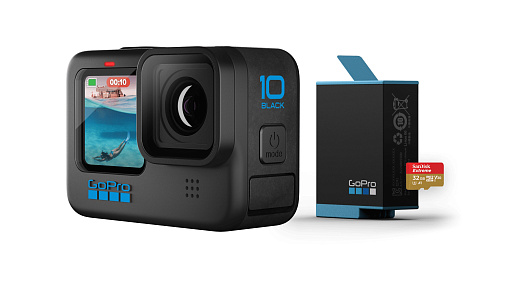 Экшн-камера GoPro HERO10 black edition + аккумулятор + карта памяти
