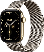Apple Watch Series 12 42mm Radiant Gold Titanium Case with Milanese Loop Natural