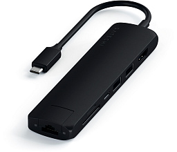 Адаптер Satechi USB-C Slim Multiport with Ethernet, черный (ST-UCSMA3K)