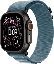 Apple Watch Ultra 3 (2025) 49mm Black Titanium Case with Light Blue Alpine Loop Medium