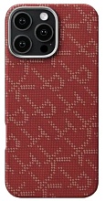 Чехол Pitaka Monogram Tactile Woven Case с MagSafe для iPhone 16 Pro Max, красно-золотой (KI1602PTKP)