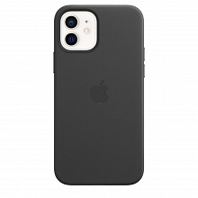 Кожаный чехол MagSafe для iPhone 12 Pro/12 (Черный)