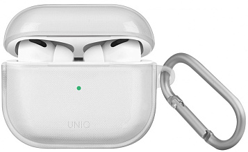 Чехол с карабином Uniq Glase TPU case, прозрачный (AIRPODS 3 (2021)-GLSCLR)