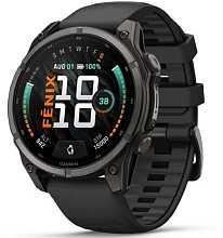 Garmin Fenix 9 AMOLED 47мм inReach, Carbon Grey DLC Titanium with Black Silicone Band (010-04762-11)