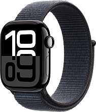 Apple Watch Series 10 46mm Jet Black Aluminum Case with Sport Loop, Ink