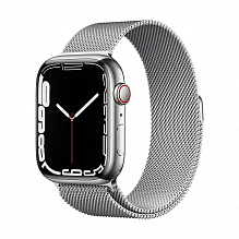 Смарт-часы Apple Watch Series 7 GPS + Cellular, 41mm Silver Stainless Steel Case with Milanese Loop Silver (MKHX3)