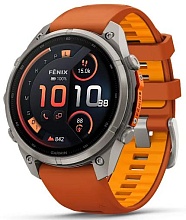 Умные часы Garmin Fenix 9 Pro AMOLED 47мм inReach, титан с оранжевым силиконовым ремешком (010-04336-01)