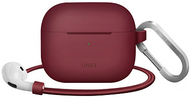 Чехол с карабином UNIQ Vencer + ремешок, красный (AIRPODS 3 (2021)-VENMRN)