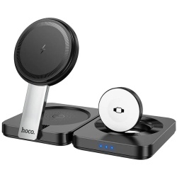 Зарядная станция Hoco CQ11 3в1 Folding magnetic wireless fast charger, черный