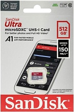 Sandisk microSDXC 512Gb class 10 UHS-1 A1, (SDSQUAC-512G-GN6MN)