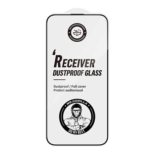 Защитное стекло BlueO Large arc Anti-Dust Anti-Static (3D-эфф. с защ. сеткой) для iPhone 15 Pro