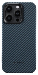 Чехол Pitaka MagEZ Case 4 для iPhone 15 Pro (6.1"), черно-синий, кевлар (арамид) 1500D KI1508P