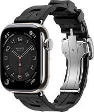 Apple Watch Hermes Series 10 42mm Silver Titanium Case with Kilim Single Tour, Noir