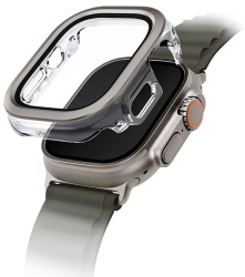 Чехол Uniq VOUTE with 9H Tempered Glass для Apple Watch 49 mm, Titanium Silver (49MM-VOUTSIL)